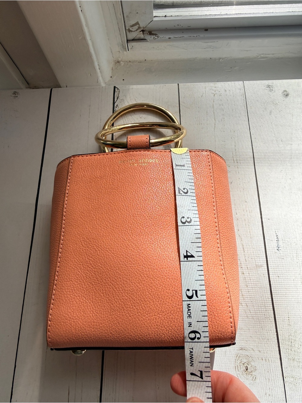 Henri Bendel Marquis Micro Mini Ring Top Bucket Bag Coral Pink Leather - Picture 14 of 15